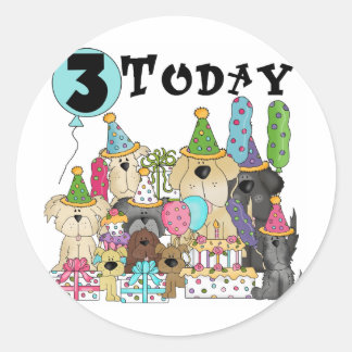 Pegatina Redonda Cachorros camisetas y regalos de cumpleaños