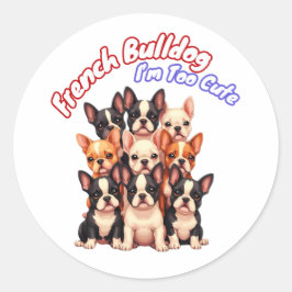 Pegatina Redonda Cachorros de Bulldog franceses para dueño de perro