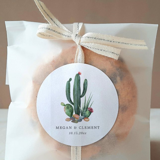 Pegatina Redonda Cacti colorido | Tema del desierto | BODA (Subido por el creador)