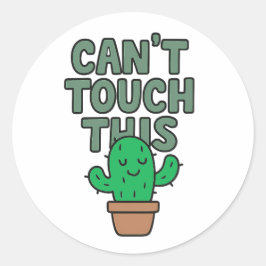 Pegatina Redonda Cactus Adorable “No Puedes Tocar Esto”