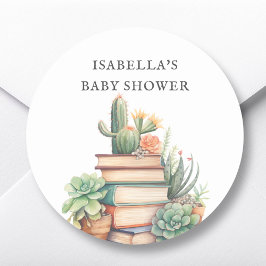 Pegatina Redonda Cactus Book Tema Baby Shower Favor