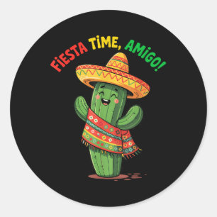 Pegatina Redonda Cactus Cactus Cinco De Mayo Niños Hombres México