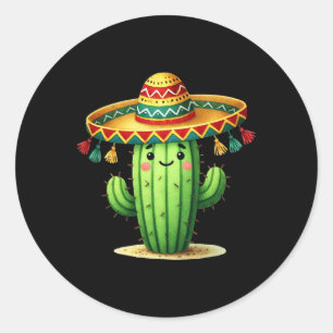 Pegatina Redonda Cactus Cactus Cinco De Mayo Niños Pequeños Mexican