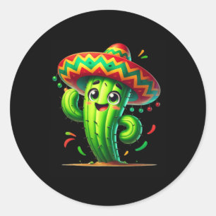 Pegatina Redonda Cactus Cactus Cinco De Mayo Niños Pequeños Mexican