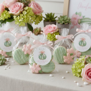 Pegatina Redonda Cactus Cinta Rosa Bebé Chica Ducha