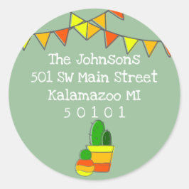 Pegatina Redonda Cactus Cute Hand Drawn | Color fuera de las líneas