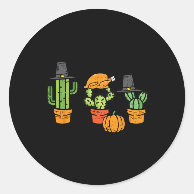 Pegatina Redonda Cactus Cute Succulant Plant Fall Hombres (Anverso)