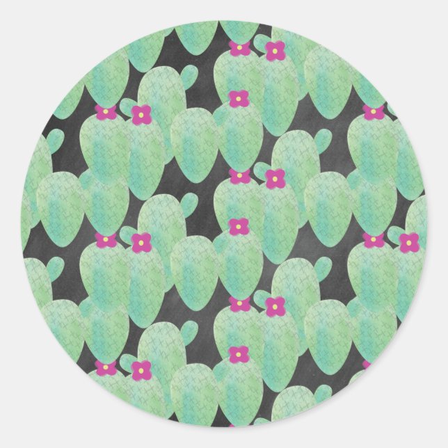 Pegatina Redonda Cactus Cute Succulent | Hogares acuáticos (Anverso)