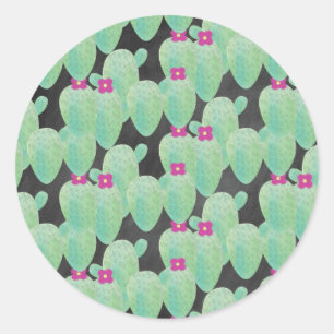 Pegatina Redonda Cactus Cute Succulent   Hogares acuáticos