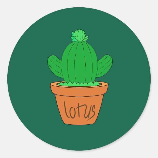 Pegatina Redonda Cactus de dibujos animados (Anverso)
