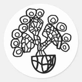 PEGATINA REDONDA CACTUS EN UN BOWL