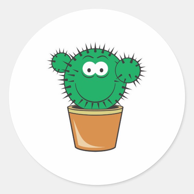 Pegatina Redonda Cactus Face (Anverso)