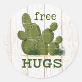 Pegatina Redonda Cactus Free Hugs