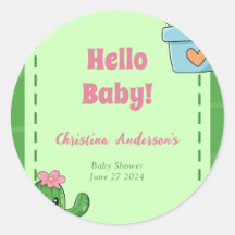 Cactus Hello Baby Shower Green Pink Grass