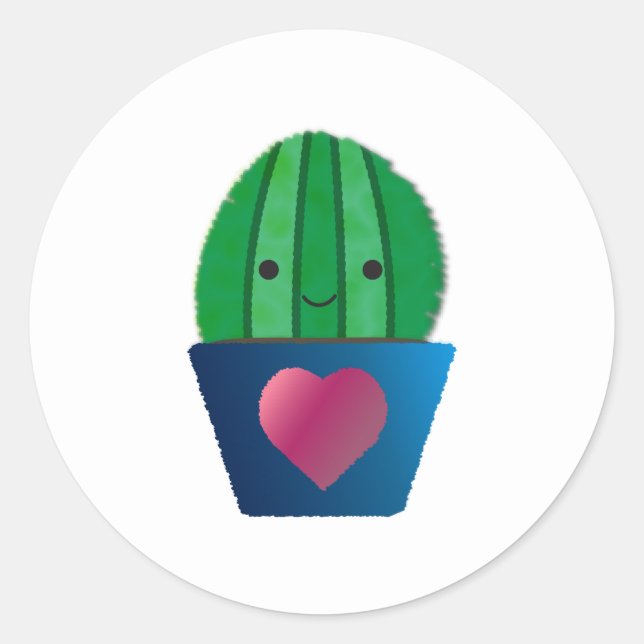 Pegatina Redonda Cactus Love (Anverso)
