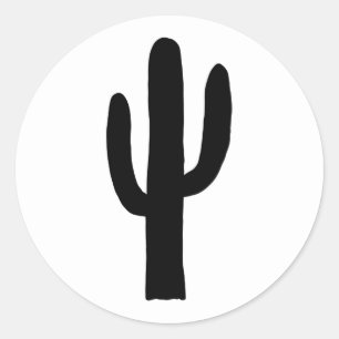 Pegatina Redonda Cactus negro. Cactus modernos. Botánico simple