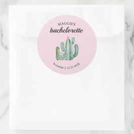 Pegatina Redonda Cactus Succulent Desert Bachelorette Favor
