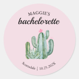 Pegatina Redonda Cactus Succulent Desert Bachelorette Favor