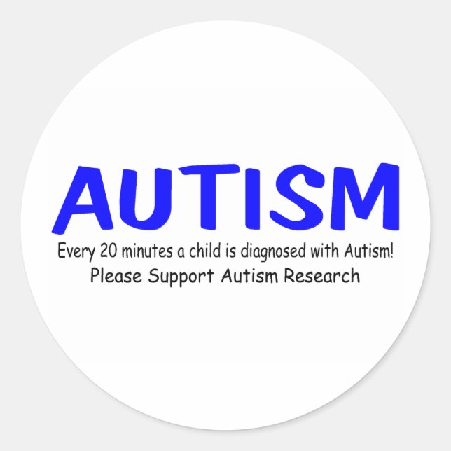 Pegatina Redonda Cada 20 Minutos Nace Un Niño Con Autismo (Anverso)