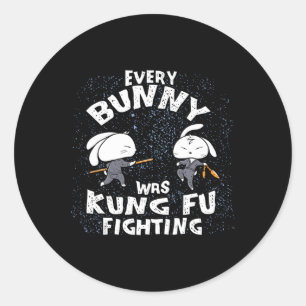 Pegatina Redonda Cada conejo luchaba kung fu Karate Ninja Este