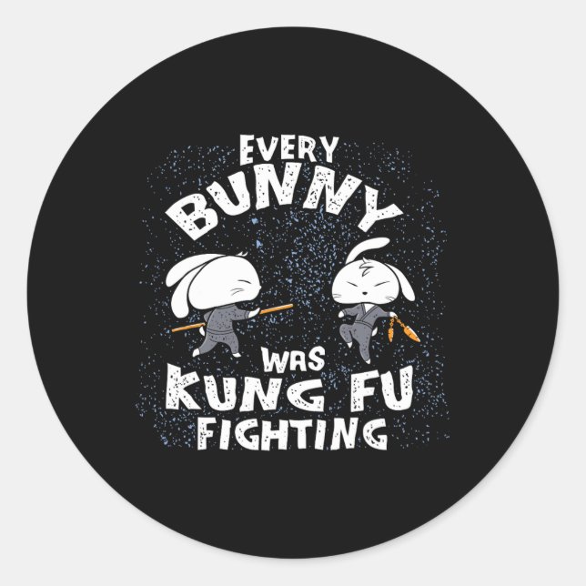 Pegatina Redonda Cada conejo luchaba kung fu Karate Ninja Este (Anverso)