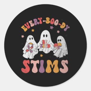 Pegatina Redonda Cada día, Stims Funny Autism Ghost Halloween Sp