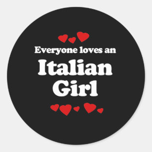 Pegatina Redonda Cada uno ama una camiseta italiana del chica