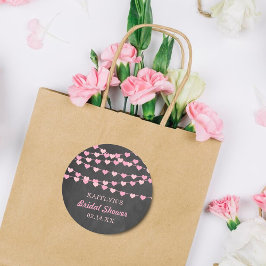 Pegatina Redonda Cadena colgante Amor Corazones Bridal Shower