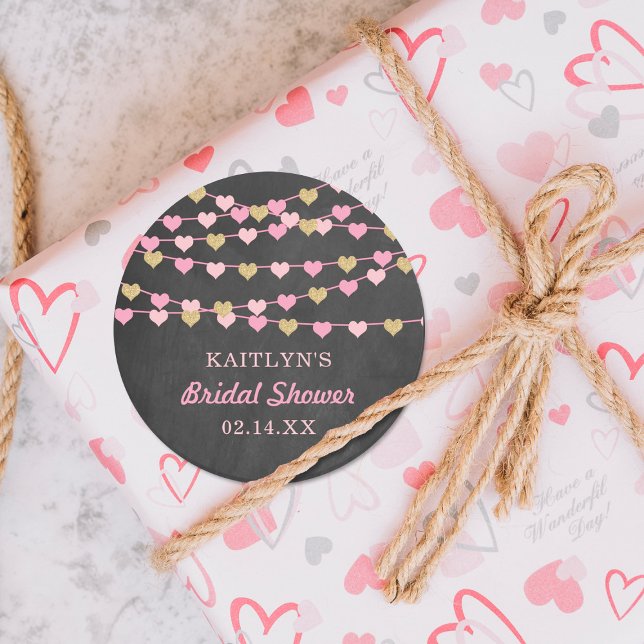 Pegatina Redonda Cadena colgante Amor Corazones Bridal Shower (Subido por el creador)