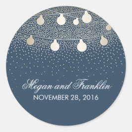 Pegatina Redonda Cadena de la Armada Rusa enciende Boda Purpurina d