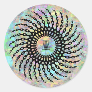 Pegatina Redonda Cadenas de cesta de golf de disco