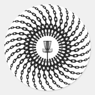 Pegatina Redonda Cadenas de cesta de golf de disco