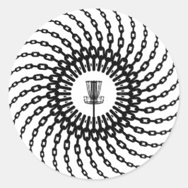 Pegatina Redonda Cadenas de cestas de golf de disco