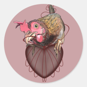 Pegatina Redonda Cadenas de corazón para el sacrificio de pollo