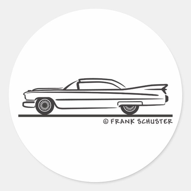 Pegatina Redonda Cadillac Coupe 1959 (Anverso)