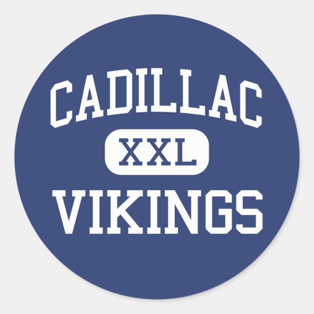 Pegatina Redonda Cadillac Vikings Middle Cadillac Michigan (Anverso)