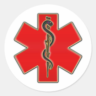Pegatina Redonda Caduceus médico