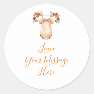 Pegatina Redonda Cae Calabaza Floral Bebé Ropa Ama Tu Mensaje