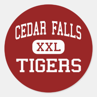 Pegatina Redonda Cae de cedro - Tigres - Alto - Cedar cae Iowa
