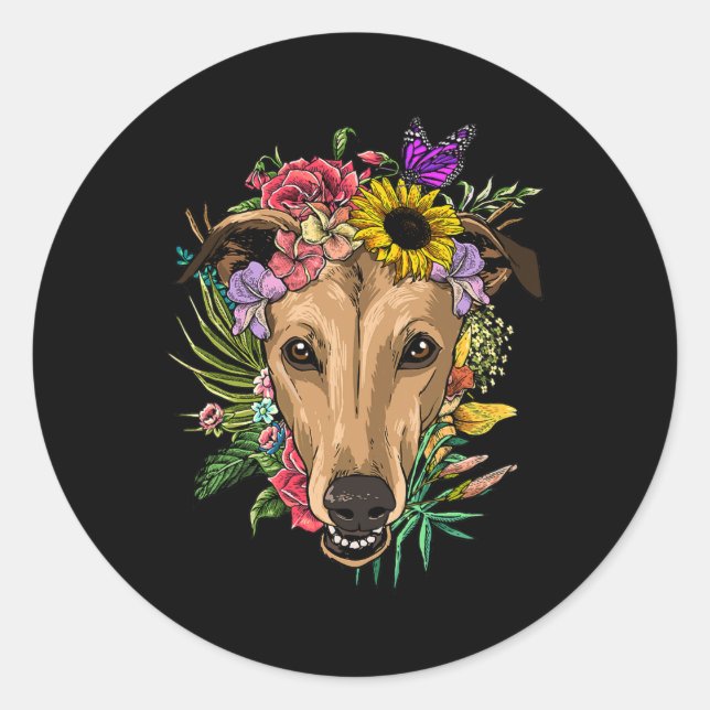 Pegatina Redonda Cae el Poodle Cute del Otoño Hojas de Otoño (Anverso)