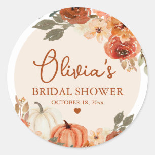 Pegatina Redonda Cae en amor Boho Terracotta Calabaza ducha de novi