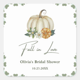 Pegatina Redonda Cae en el amor La ducha de la novia de la calabaza