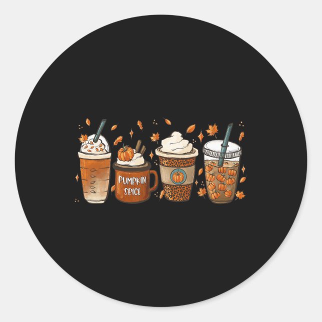 Pegatina Redonda Caer Café Calabaza Spice Junkie Latte Otoño (Anverso)