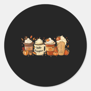 Pegatina Redonda Caer Café Calabaza Spice Latte Bebidas De Otoño Qu
