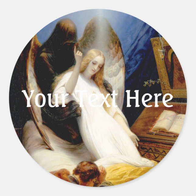 Pegatina Redonda Caer en el ángel de la muerte (Anverso)