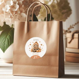 Pegatina Redonda Caer Enamorada Calabaza De Oso De Teddy