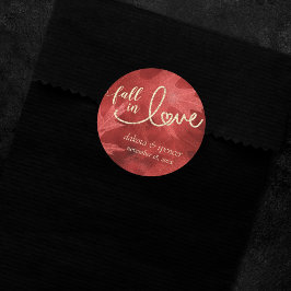Pegatina Redonda Caer enamorada del otoño | Boda rojo y oro
