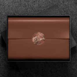 Pegatina Redonda Caer enamorada del otoño | Naranja de Moda Rustic 