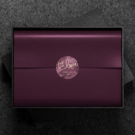 Pegatina Redonda Caer enamorada del otoño | Tono de joyas púrpura