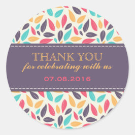 Pegatina Redonda Caer hojas patrón matrimonio Pegatinas a favor